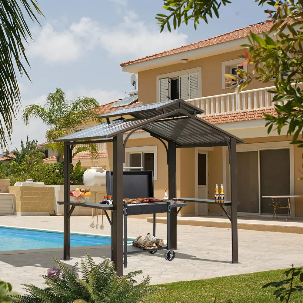 8' × 5' Outdoor Grill Gazebo Gable Roof