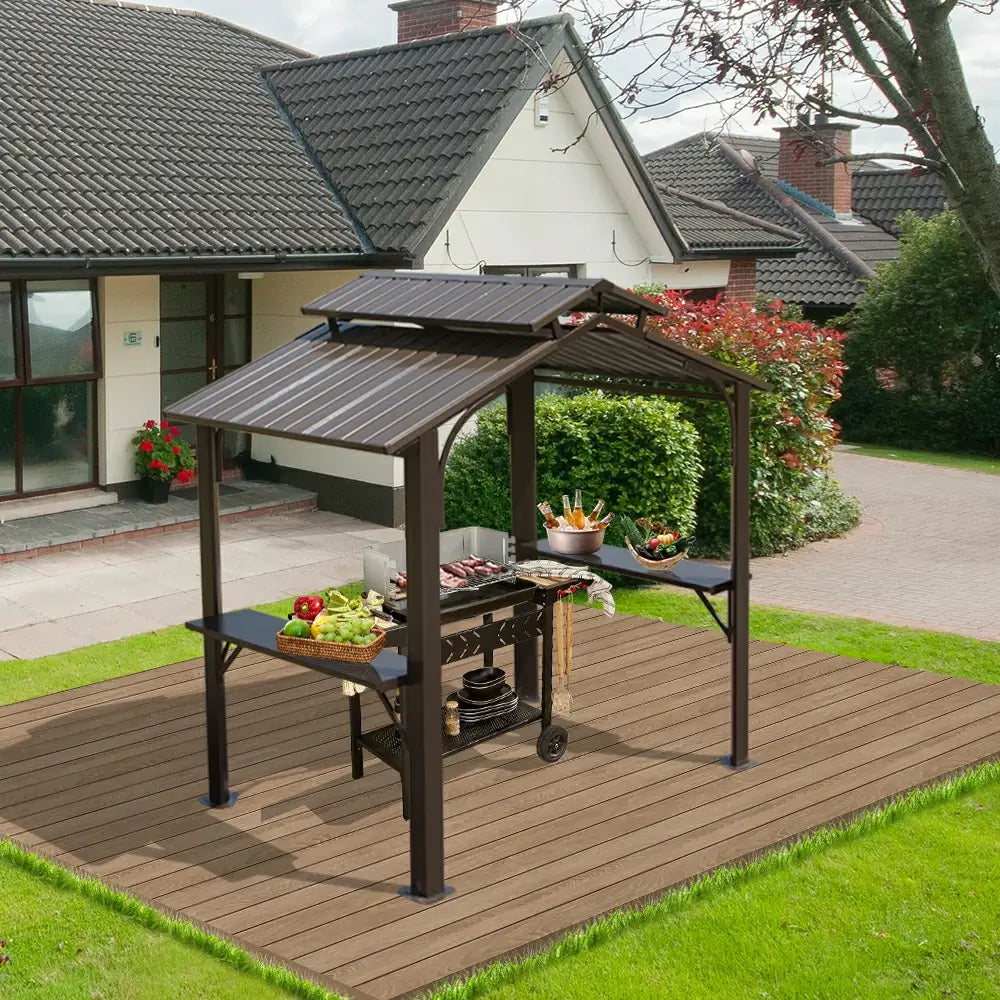 8' × 5' Outdoor Grill Gazebo Gable Roof