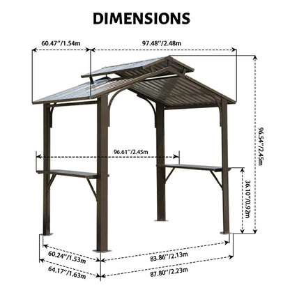 8' × 5' Outdoor Grill Gazebo Gable Roof