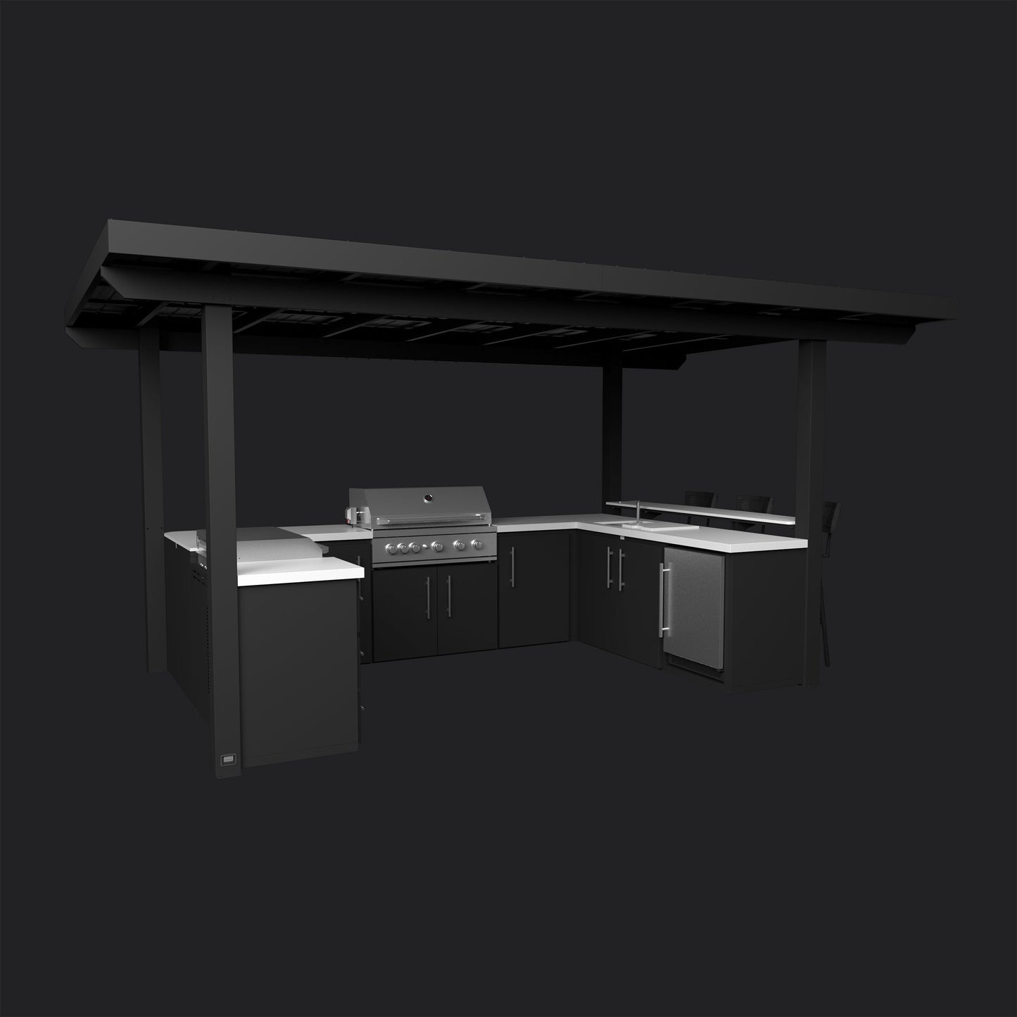 Edgemont Bay | U-Shape Outdoor Kitchen with Bar Seating, Grill & Griddle