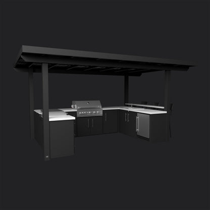 Edgemont Bay | U-Shape Outdoor Kitchen with Bar Seating, Grill & Griddle
