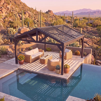14x14 Ridgeline Steel Louvered Pergola