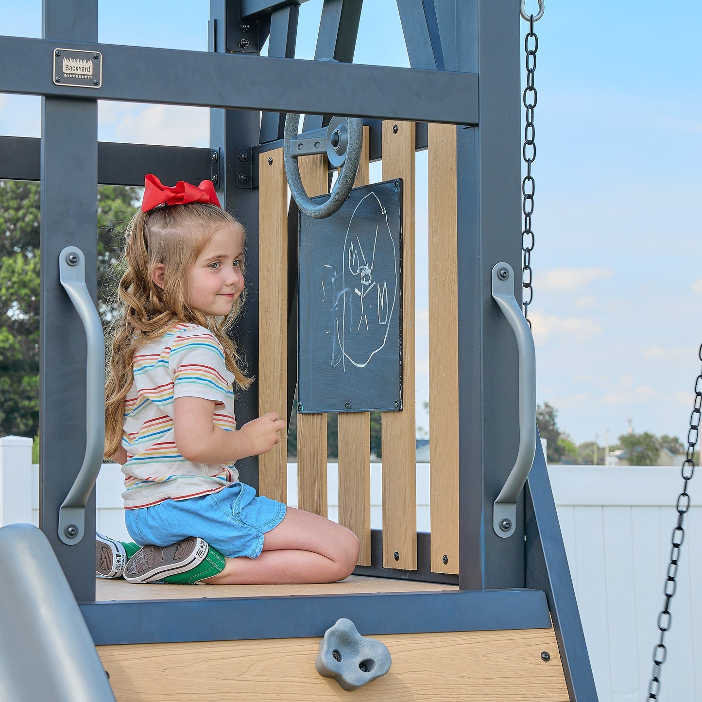 Atlas Steel Swing Set with Monkey Bars and Tube Slide