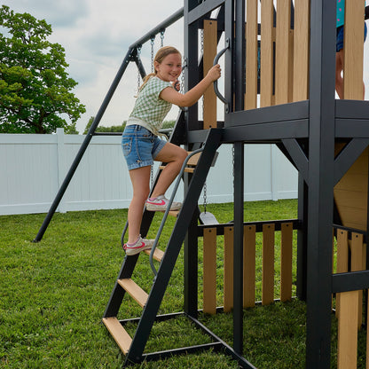Atlas Steel Swing Set with Monkey Bars and Tube Slide