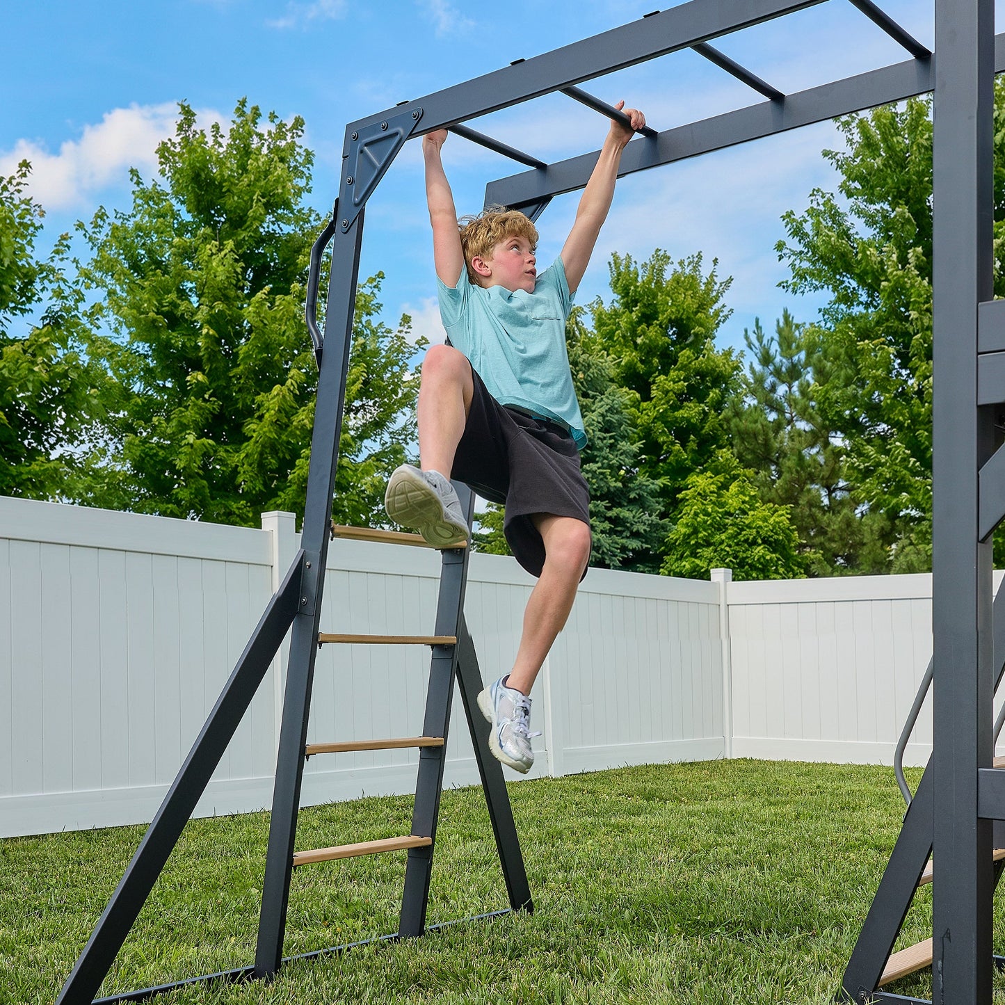 Atlas Steel Swing Set with Monkey Bars and Tube Slide