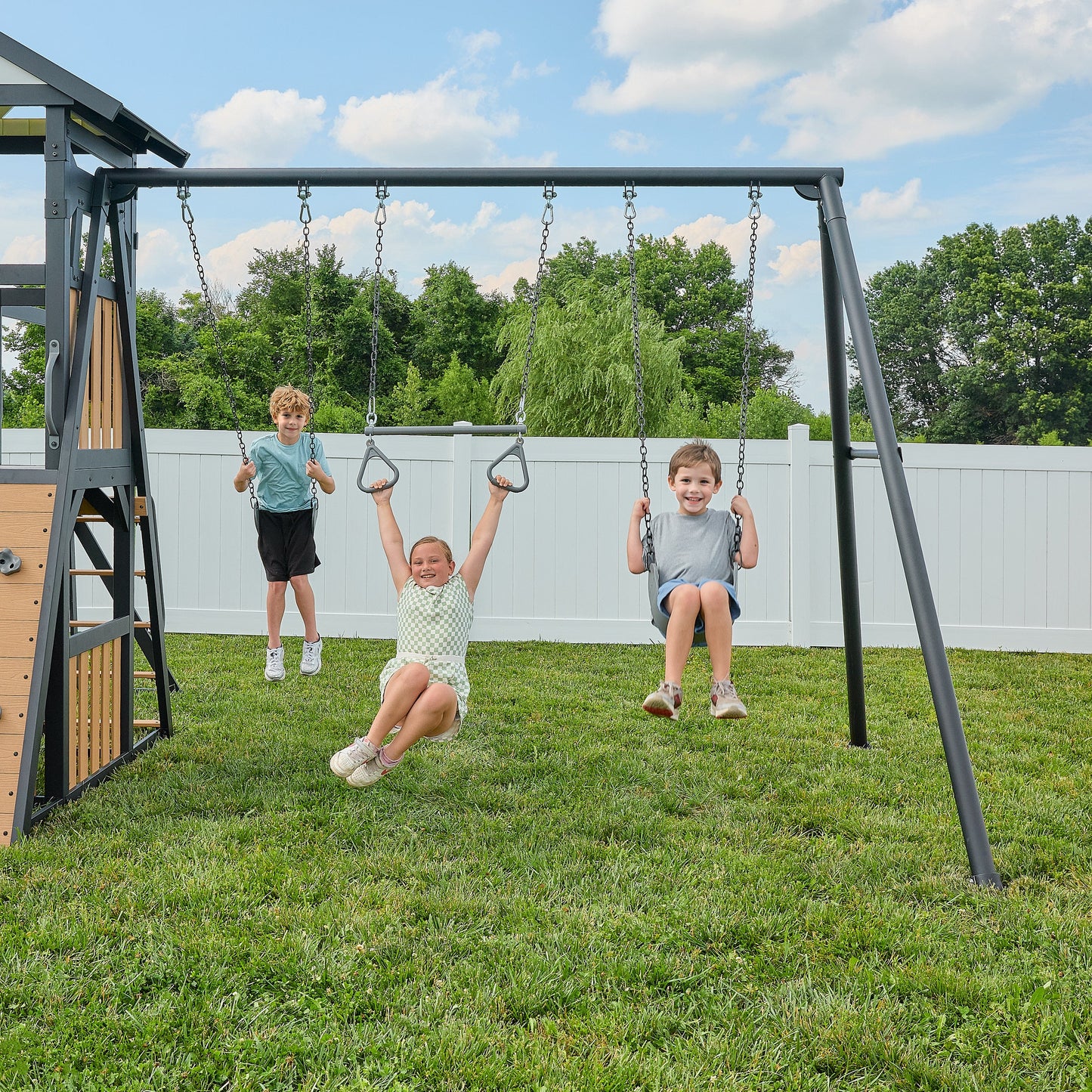 Atlas Steel Swing Set with Monkey Bars and Tube Slide