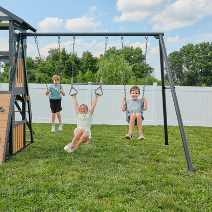 Atlas Steel Swing Set with Monkey Bars and Tube Slide