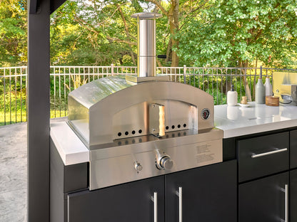 Lancaster | Galley Outdoor Kitchen with Built-In Griddle & Pizza Oven