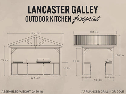 Lancaster | Galley Outdoor Kitchen with Built-In Grill & Griddle