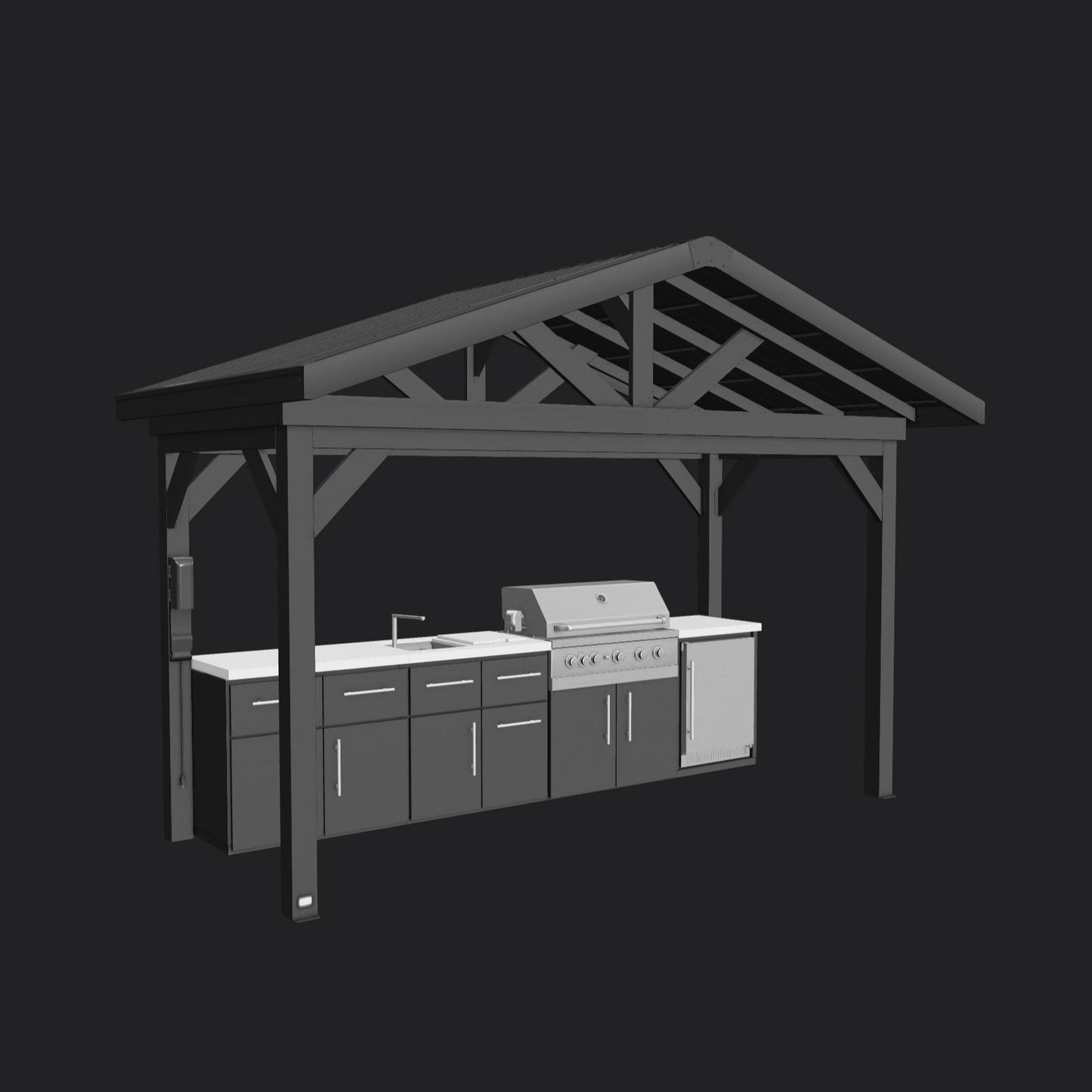 Lancaster | Covered Linear Outdoor Kitchen with Built-In Grill