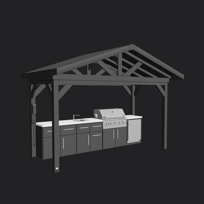Lancaster | Covered Linear Outdoor Kitchen with Built-In Grill