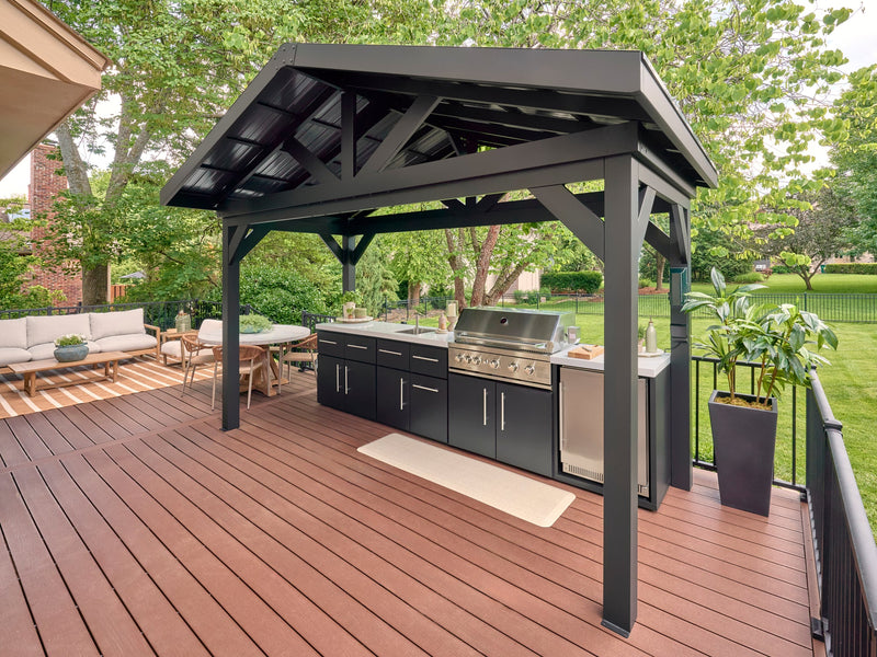 Lancaster | Covered Linear Outdoor Kitchen with Built-In Grill