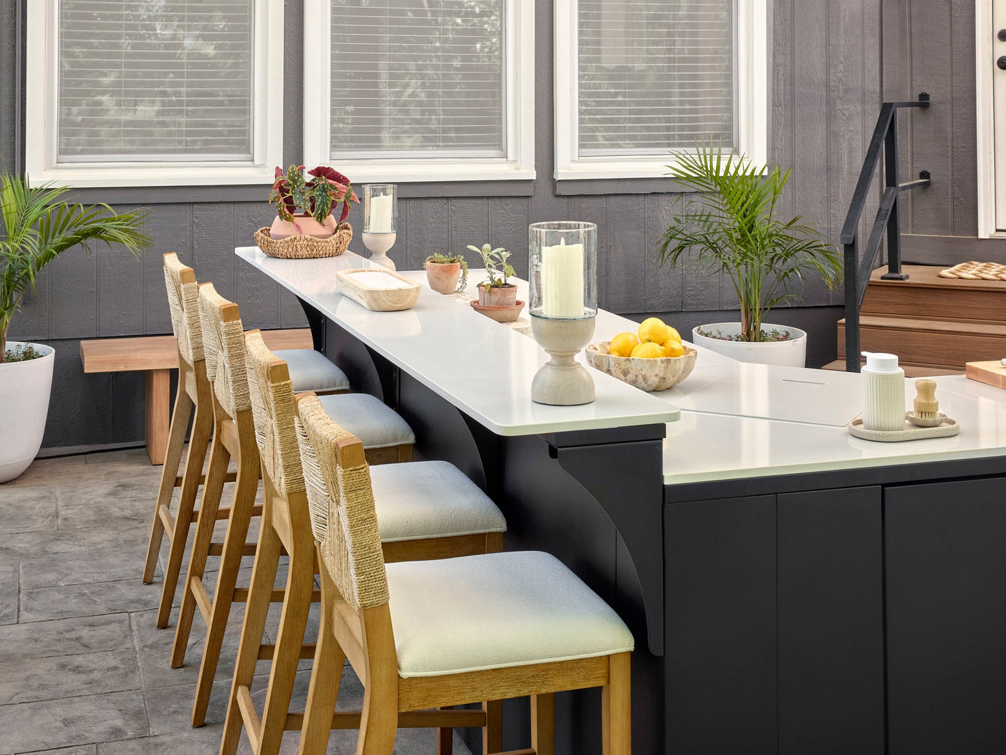 Emory | Corner Outdoor Kitchen Island with Bar Seating & Built-In Grill – Left