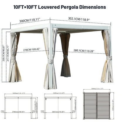 Louvered Pergola White W/O Curtain & Netting