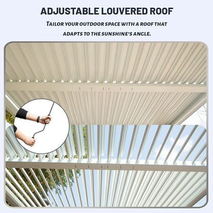 Louvered Pergola White W/O Curtain & Netting