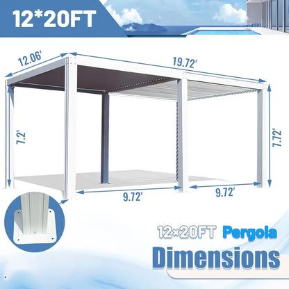 Louvered Pergola White W/O Curtain & Netting