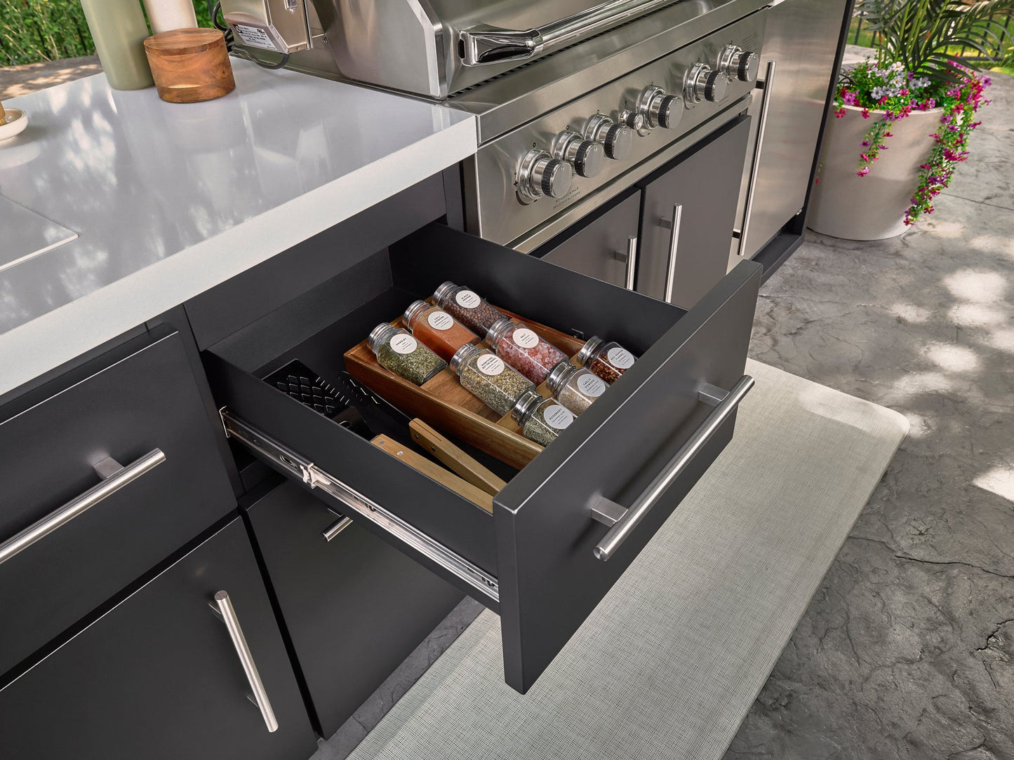 Lancaster | Covered Linear Outdoor Kitchen with Built-In Grill