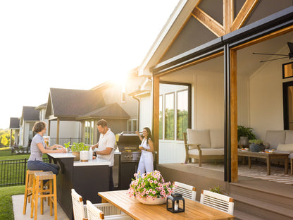 Emory | Corner Outdoor Kitchen Island with Bar Seating & Built-In Grill – Right