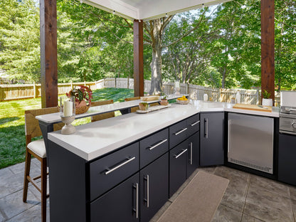 Emory | Corner Outdoor Kitchen Island with Bar Seating & Built-In Grill – Right