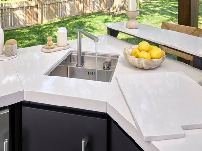 Emory | Corner Outdoor Kitchen Island with Bar Seating & Built-In Grill – Left