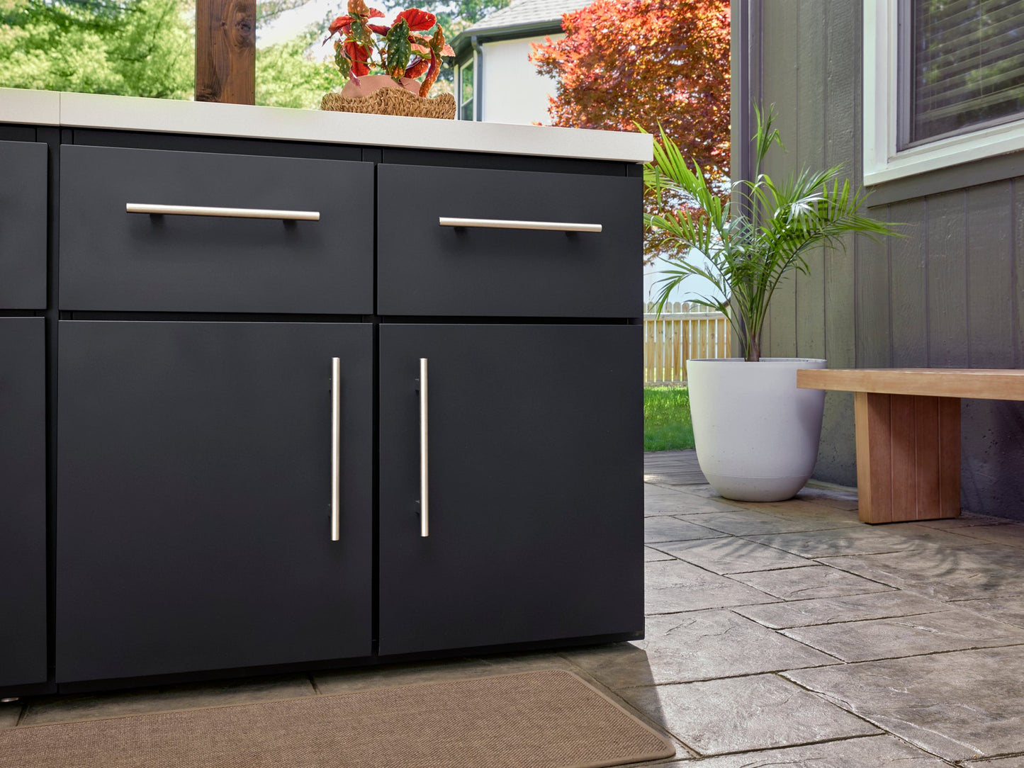 Emory | Corner Outdoor Kitchen Island with Bar Seating & Built-In Grill – Left