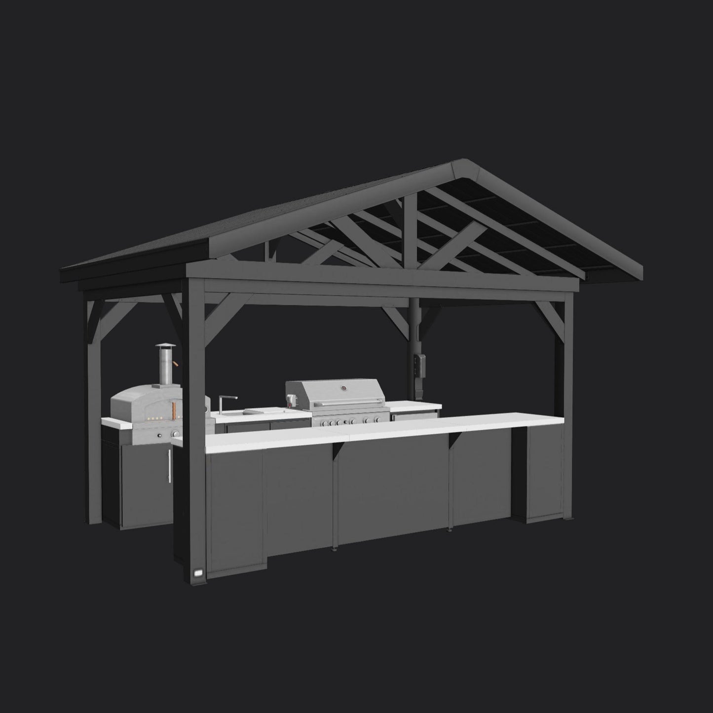 Lancaster | Galley Outdoor Kitchen with Built-In Grill & Pizza Oven