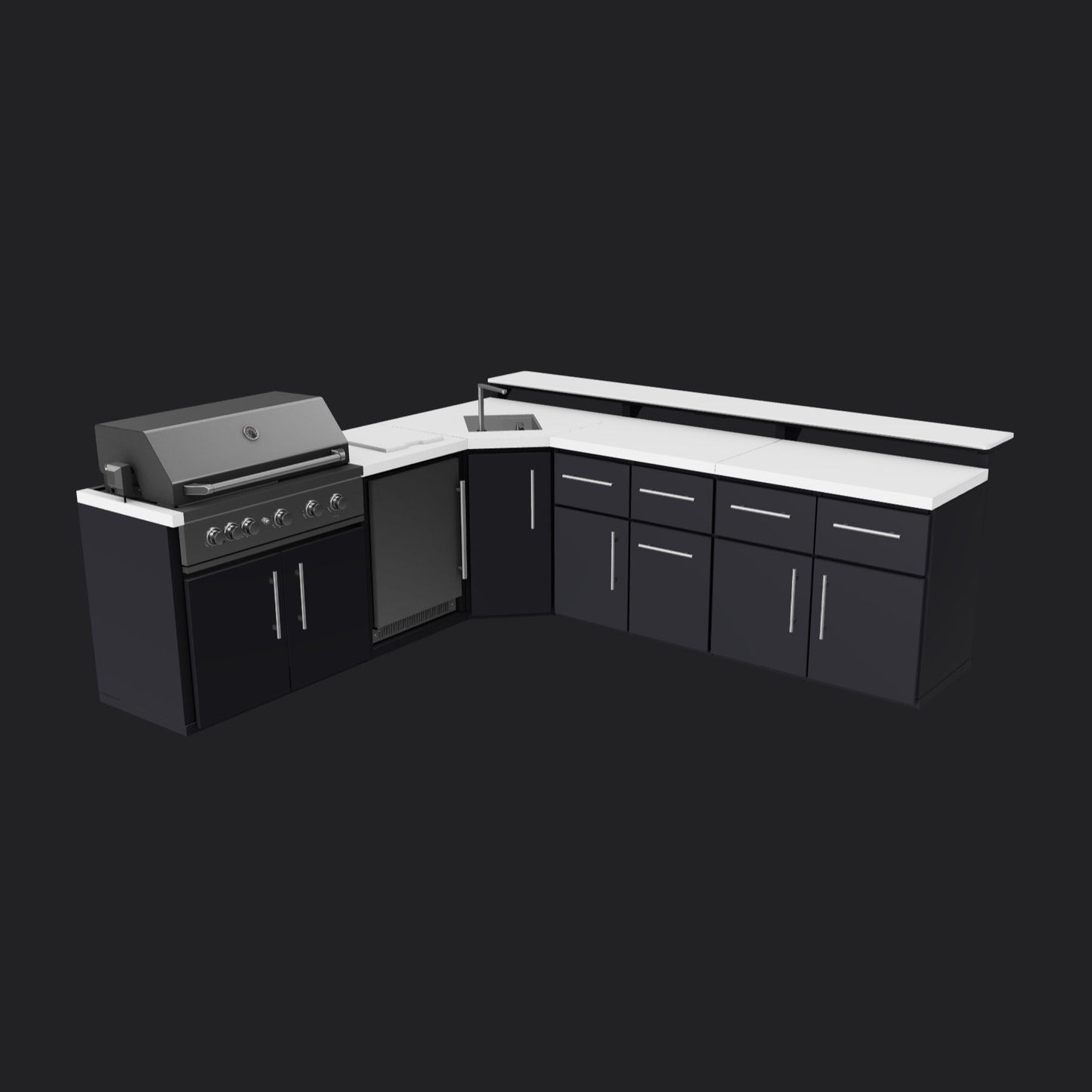 Emory | Corner Outdoor Kitchen Island with Bar Seating & Built-In Grill – Left