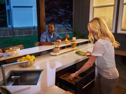 Emory | Corner Outdoor Kitchen Island with Bar Seating & Built-In Grill – Left