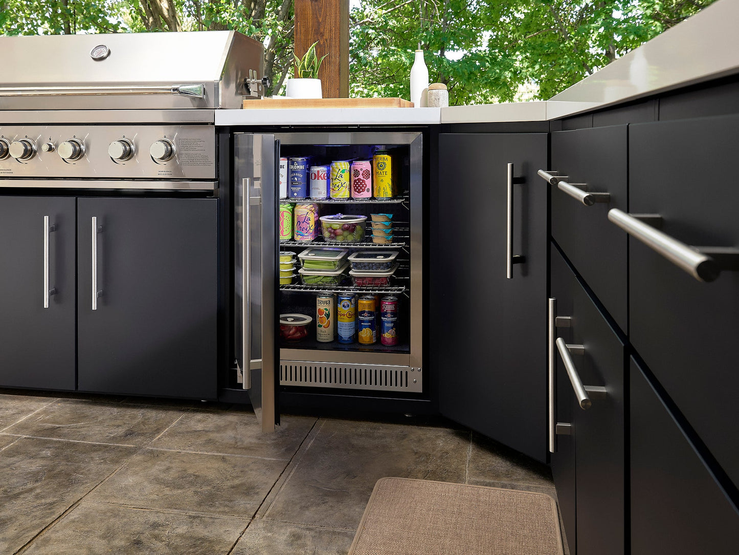 Emory | Corner Outdoor Kitchen Island with Bar Seating & Built-In Grill – Left