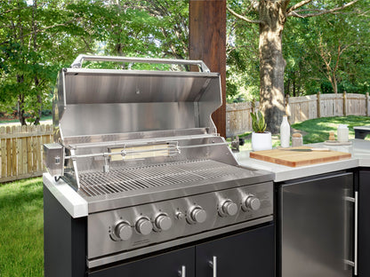 Emory | Corner Outdoor Kitchen Island with Bar Seating & Built-In Grill – Left