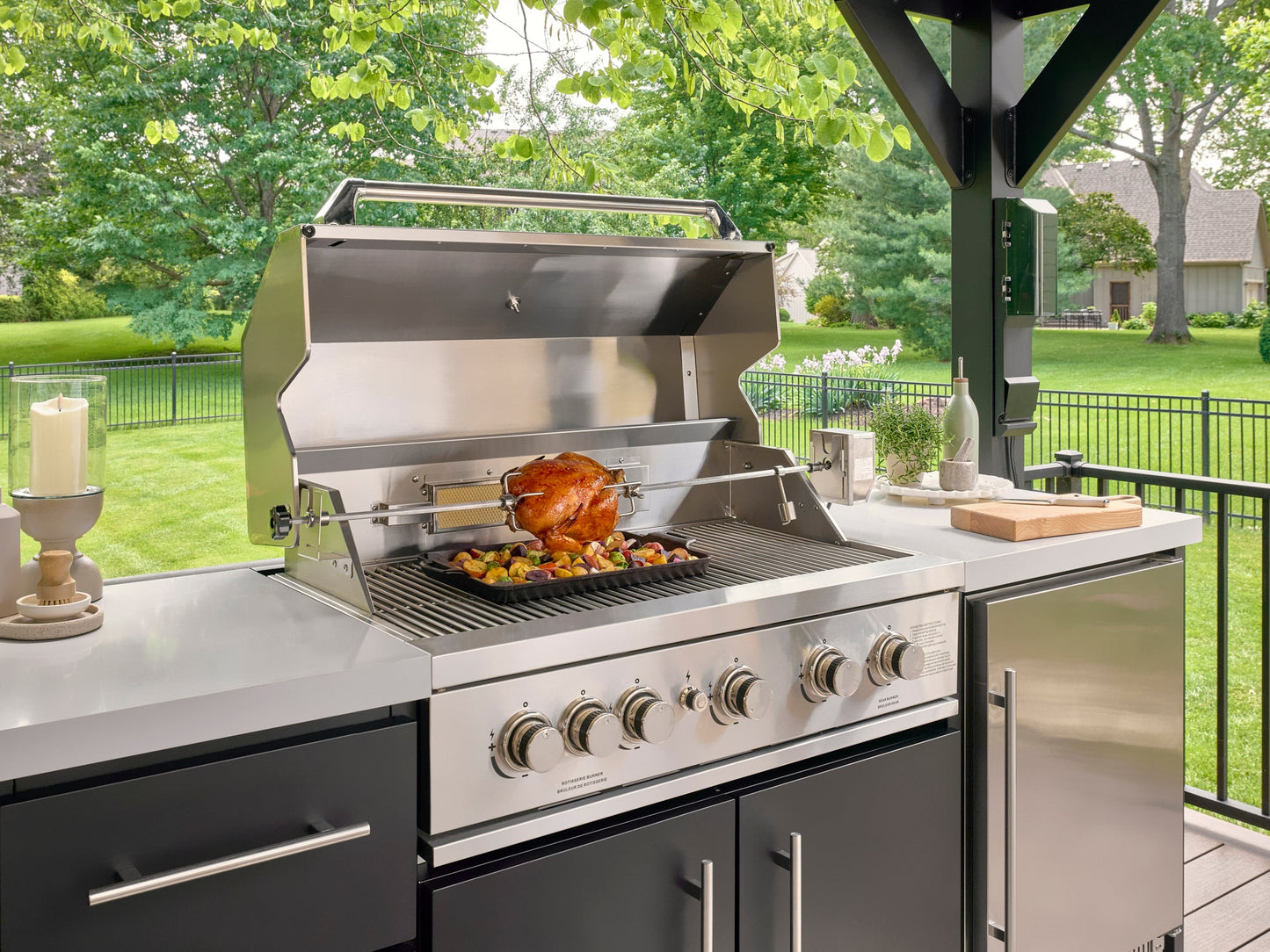 Lancaster | Covered Linear Outdoor Kitchen with Built-In Grill