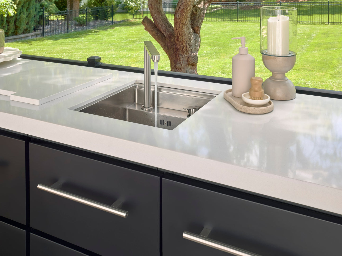 Lancaster | Covered Linear Outdoor Kitchen with Built-In Grill